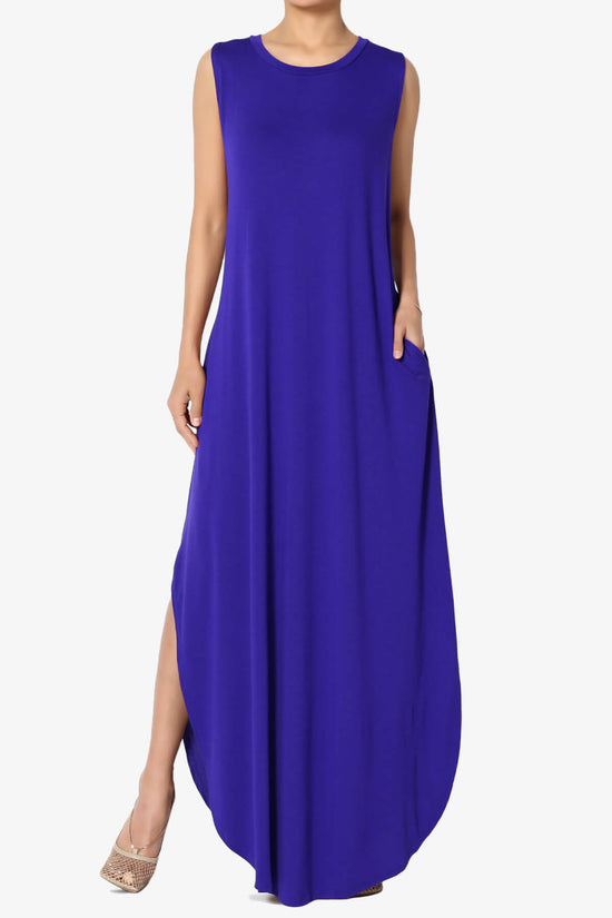 Load image into Gallery viewer, Lanie Sleeveless Split Hem Maxi Dress BRIGHT BLUE_1
