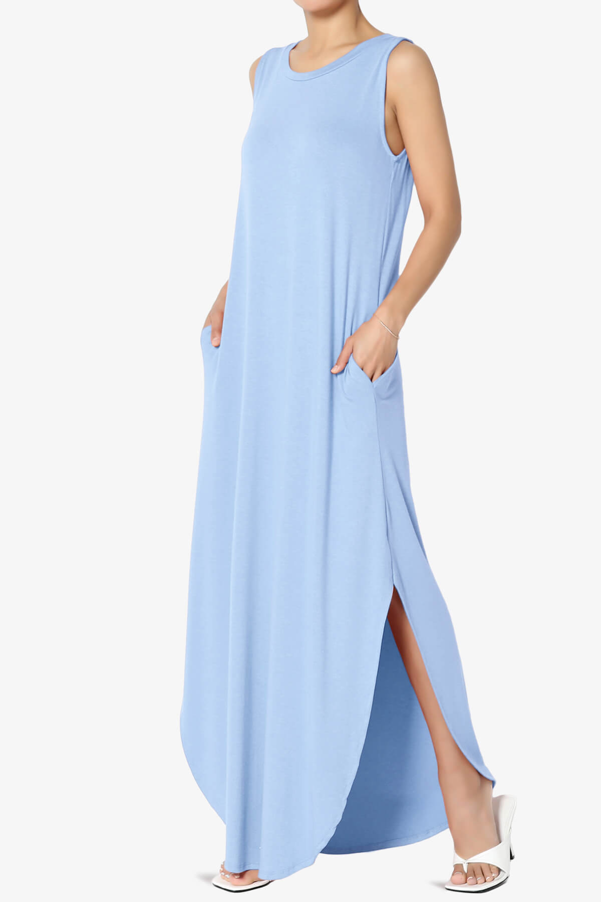 Lanie Sleeveless Split Hem Maxi Dress LIGHT BLUE_3