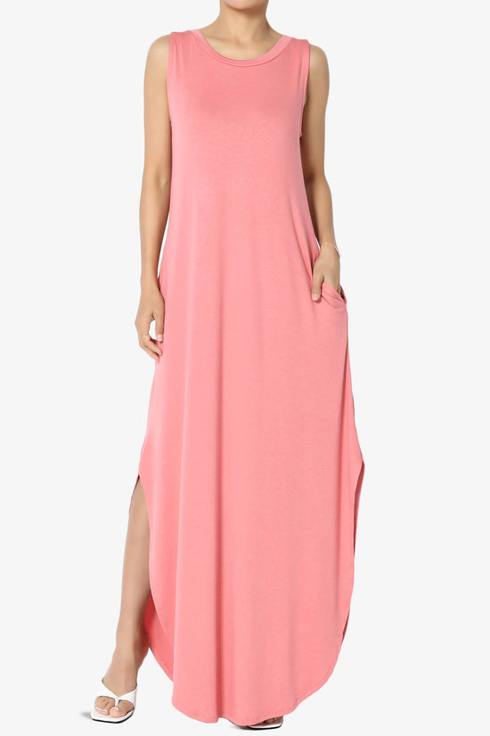 Lanie Sleeveless Split Hem Maxi Dress ROSE PINK_1