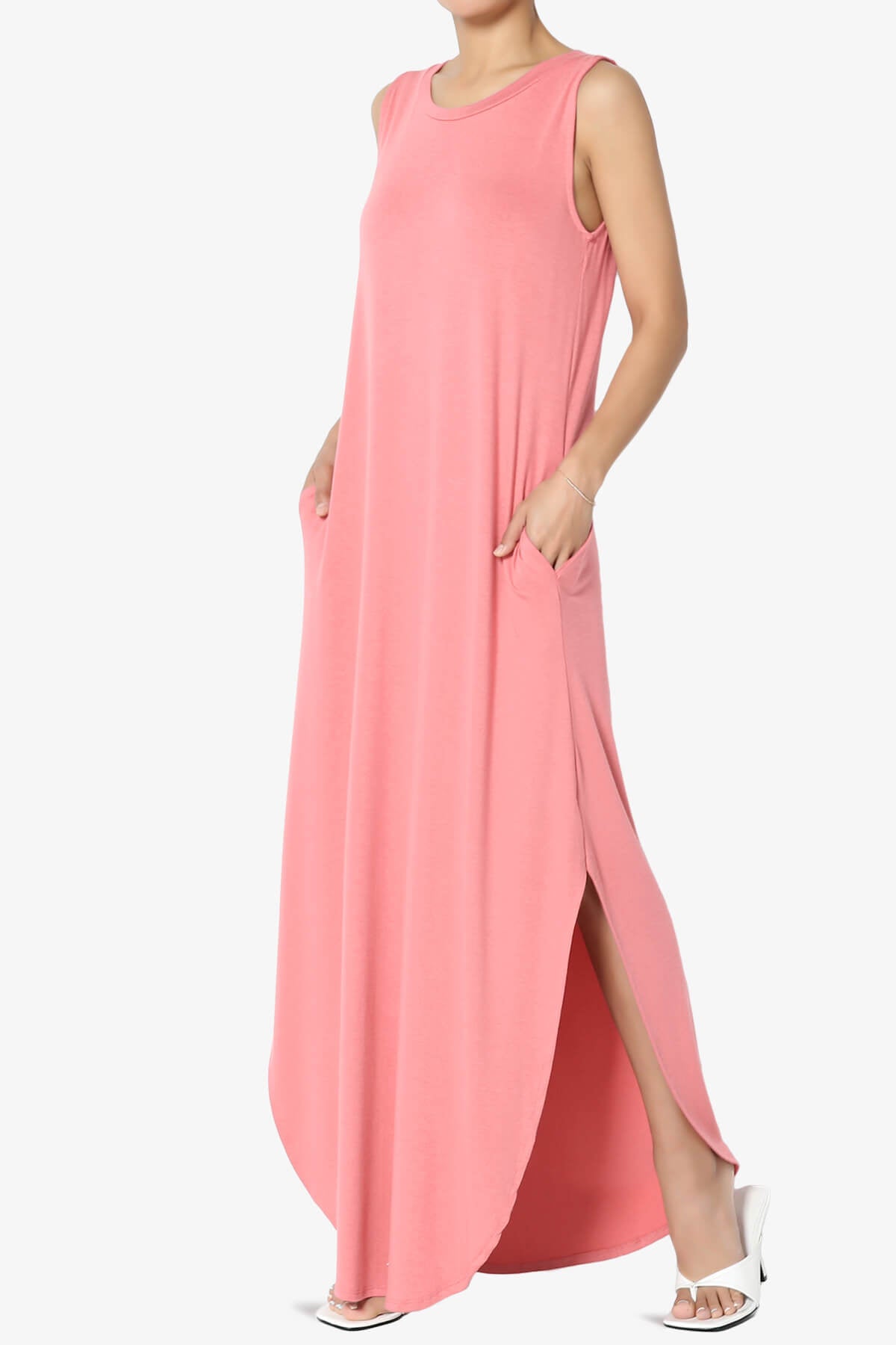 Lanie Sleeveless Split Hem Maxi Dress ROSE PINK_3