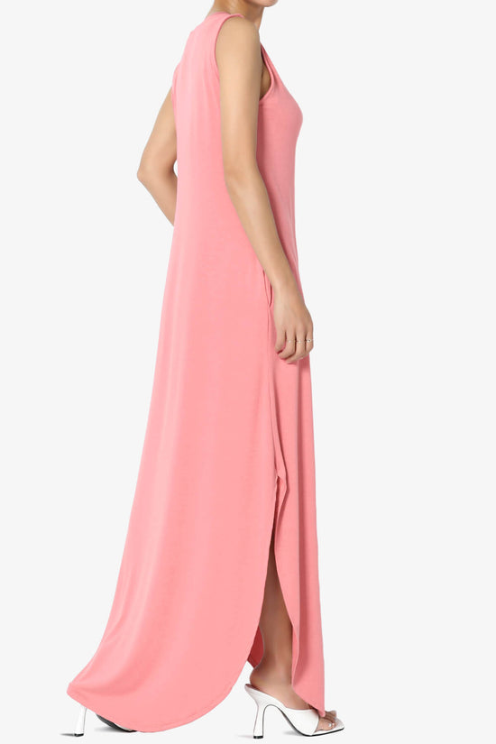 Lanie Sleeveless Split Hem Maxi Dress ROSE PINK_4