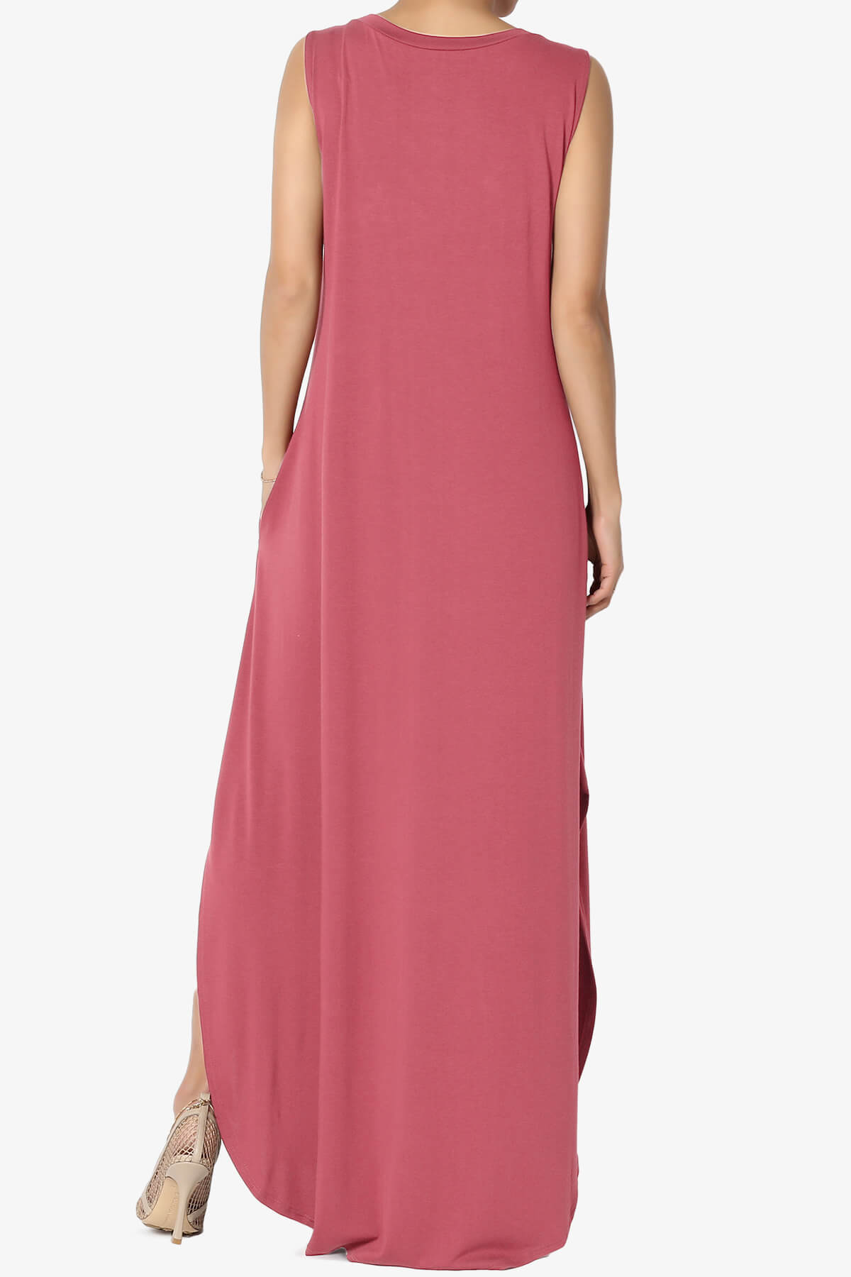 Lanie Sleeveless Split Hem Maxi Dress ROSE_2