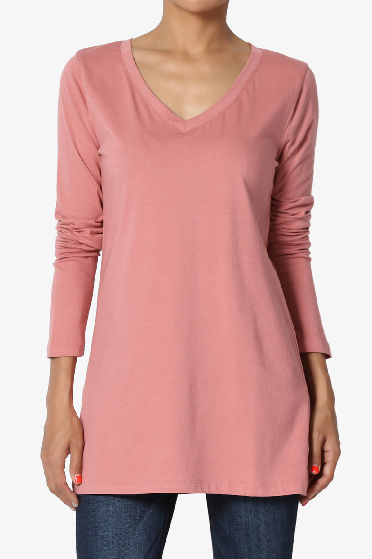 Lasso Cotton V-Neck Long Sleeve Tee