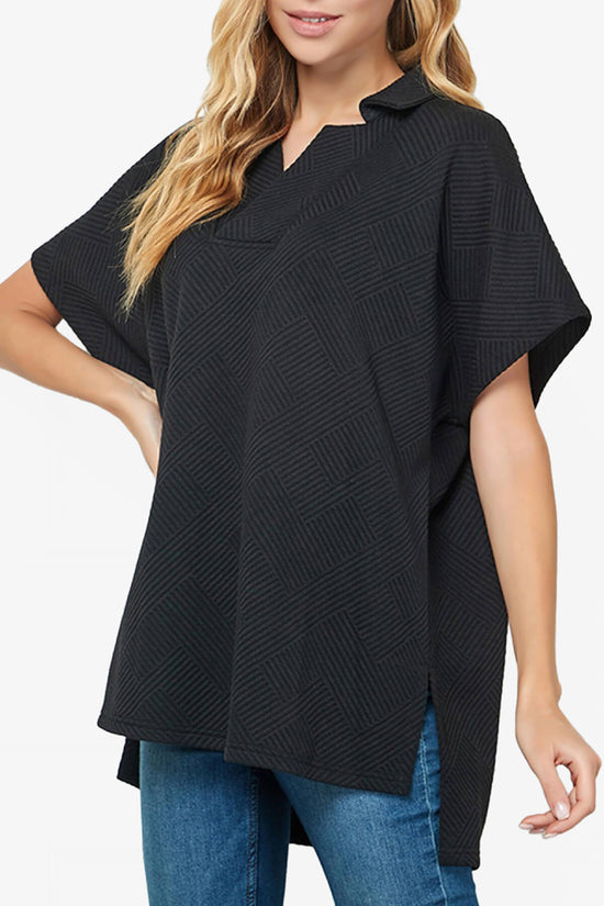 Load image into Gallery viewer, Lassy Short Sleeve Textured Polo Sweatshirt BLACK_4
