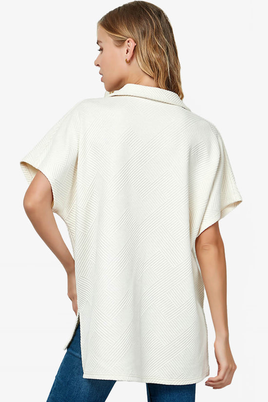 Lassy Short Sleeve Textured Polo Sweatshirt CREAM_2
