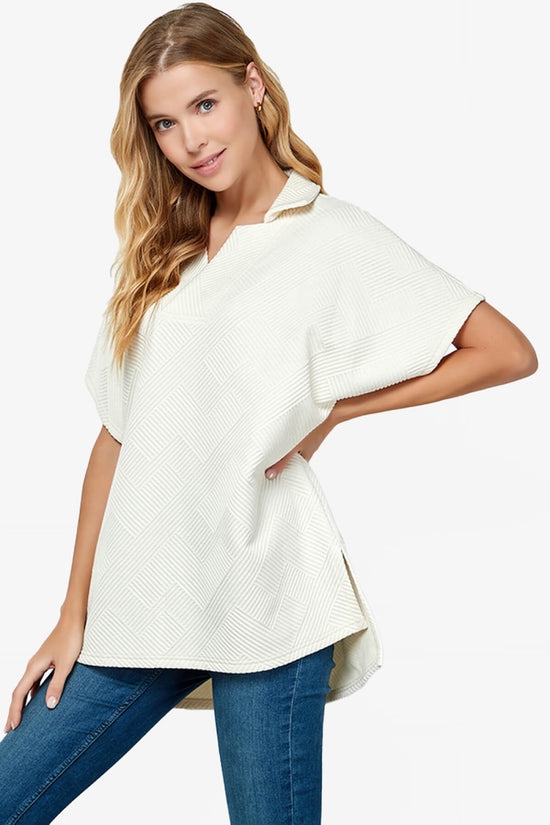 Lassy Short Sleeve Textured Polo Sweatshirt CREAM_3