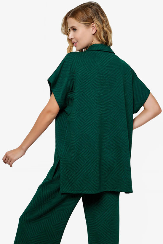 Lassy Short Sleeve Textured Polo Sweatshirt FOREST GREEN_2