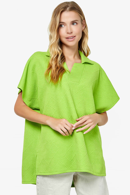 Load image into Gallery viewer, Lassy Short Sleeve Textured Polo Sweatshirt LIME_1
