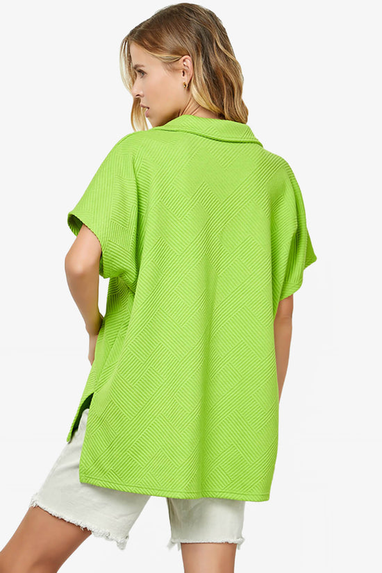 Lassy Short Sleeve Textured Polo Sweatshirt LIME_2
