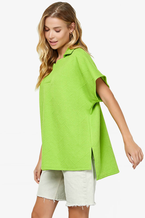 Load image into Gallery viewer, Lassy Short Sleeve Textured Polo Sweatshirt LIME_3
