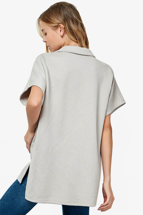 Lassy Short Sleeve Textured Polo Sweatshirt OATMEAL_2
