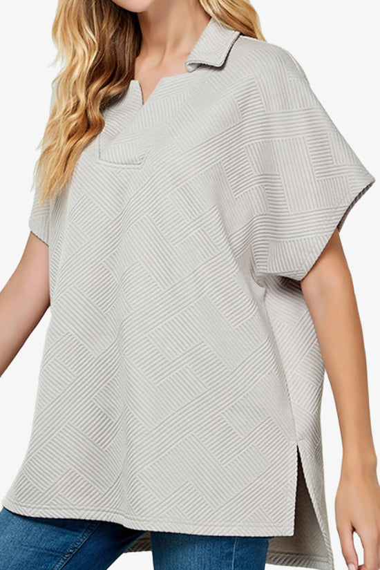 Lassy Short Sleeve Textured Polo Sweatshirt OATMEAL_4