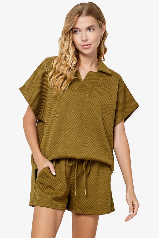 Load image into Gallery viewer, Lassy Short Sleeve Textured Polo Sweatshirt OLIVE_1
