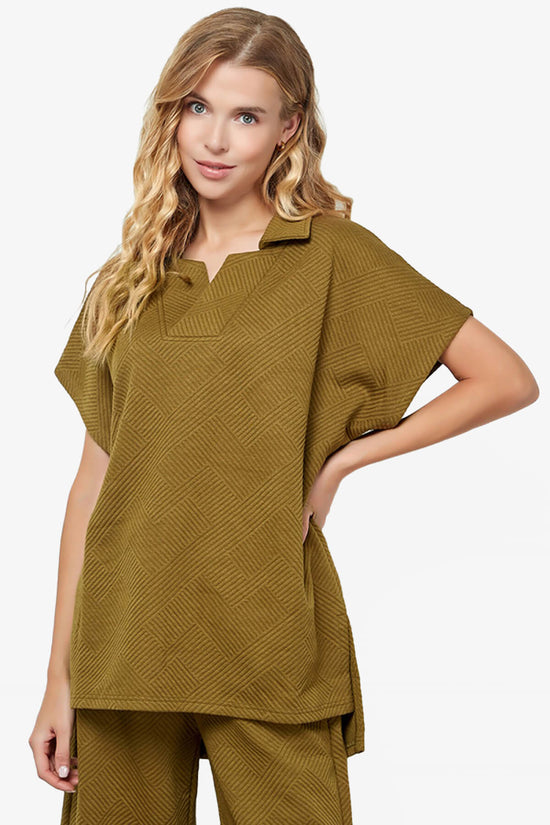 Load image into Gallery viewer, Lassy Short Sleeve Textured Polo Sweatshirt OLIVE_3

