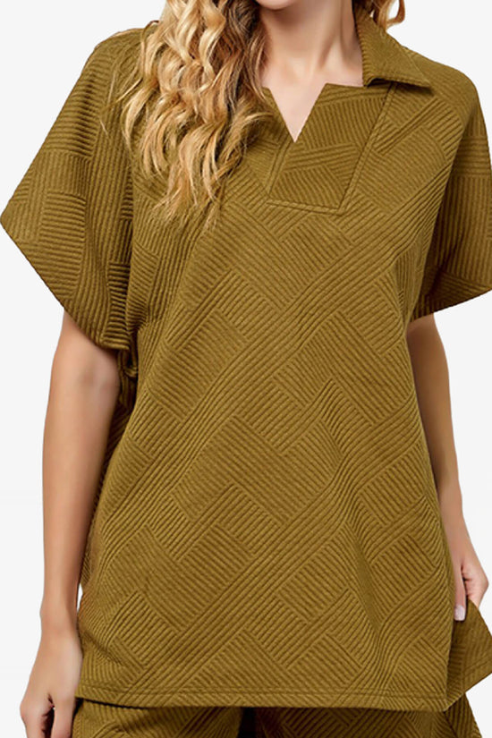 Load image into Gallery viewer, Lassy Short Sleeve Textured Polo Sweatshirt OLIVE_4
