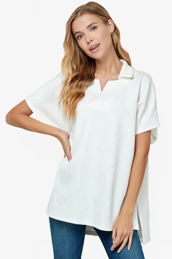 Lassy Short Sleeve Textured Polo Sweatshirt WHITE_1