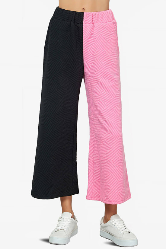 Lassy Textured Colorblock Lounge Culotte BLACK AND PINK_1