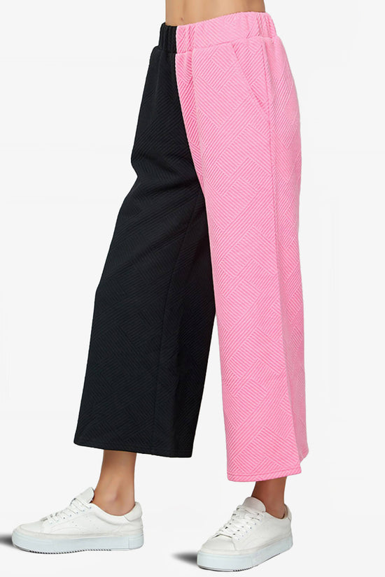 Load image into Gallery viewer, Lassy Textured Colorblock Lounge Culotte BLACK AND PINK_3
