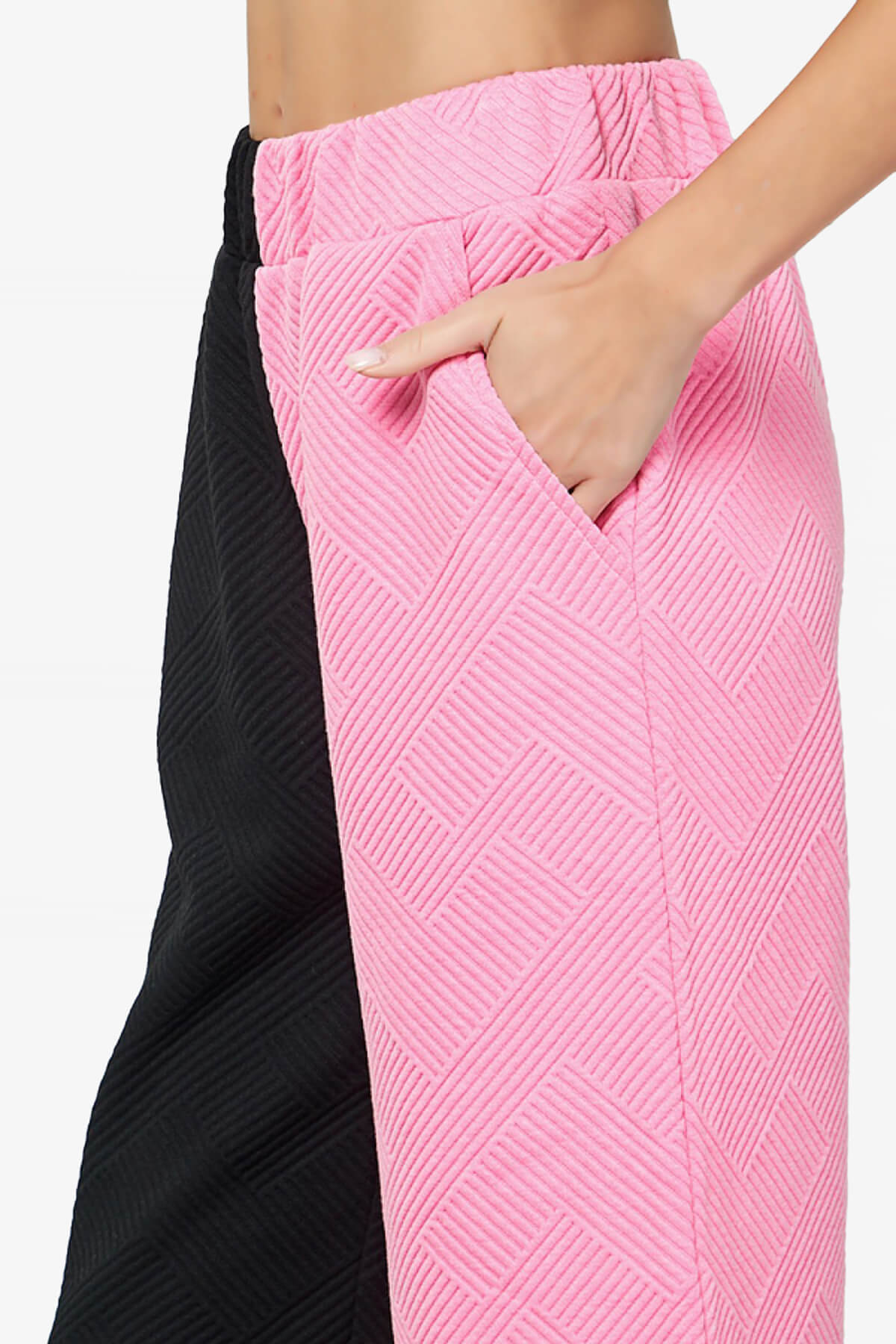 Lassy Textured Colorblock Lounge Culotte BLACK AND PINK_5