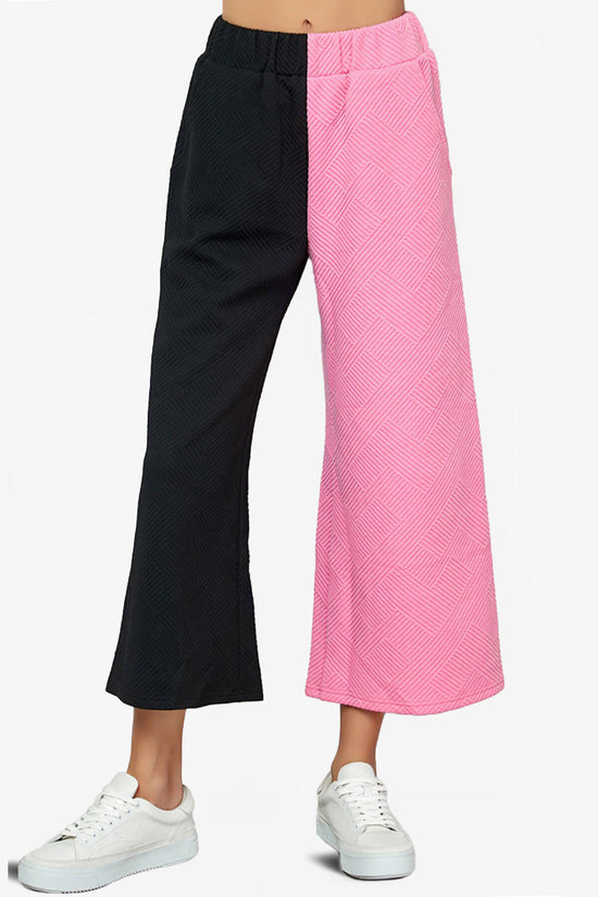 Load image into Gallery viewer, Lassy Textured Colorblock Lounge Culotte BLACK AND PINK_6
