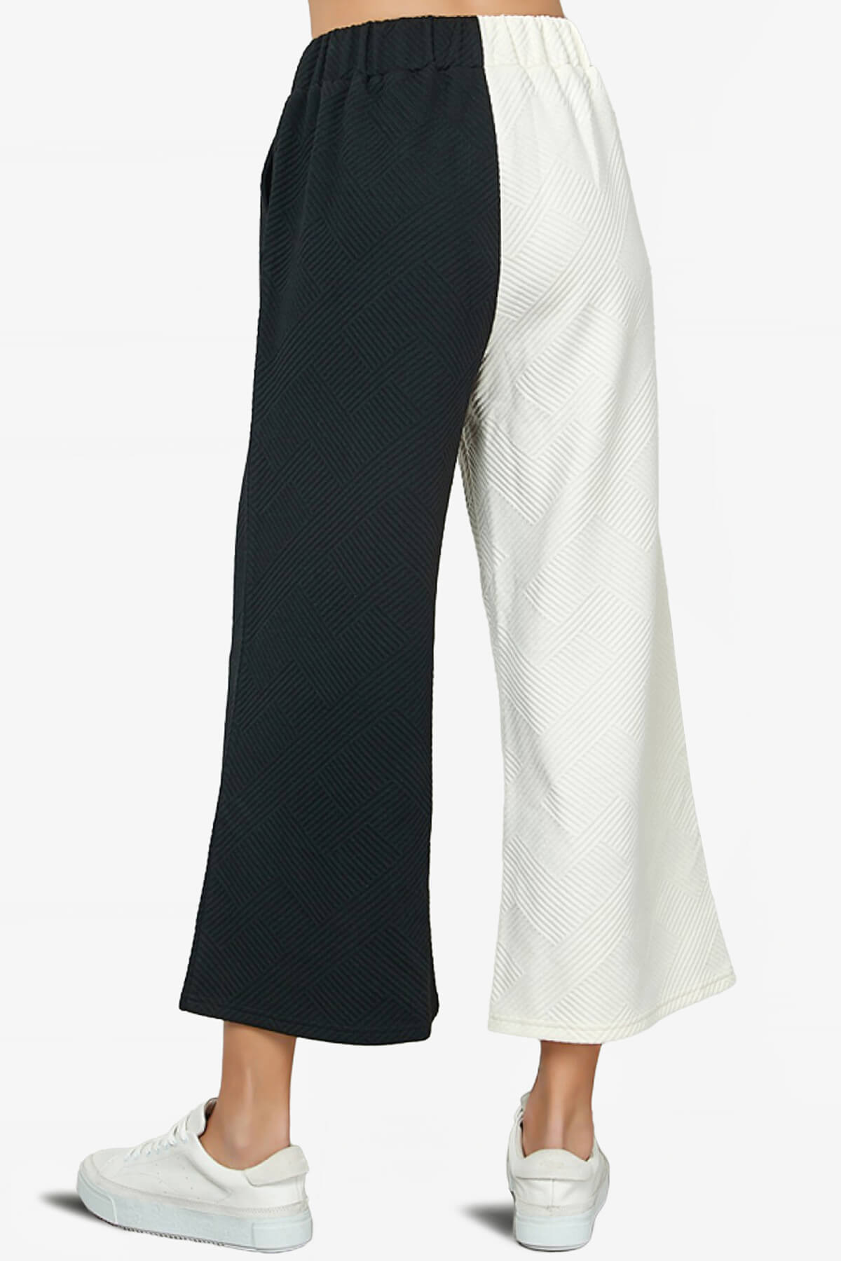 Lassy Textured Colorblock Lounge Culotte BLACK AND WHITE_2