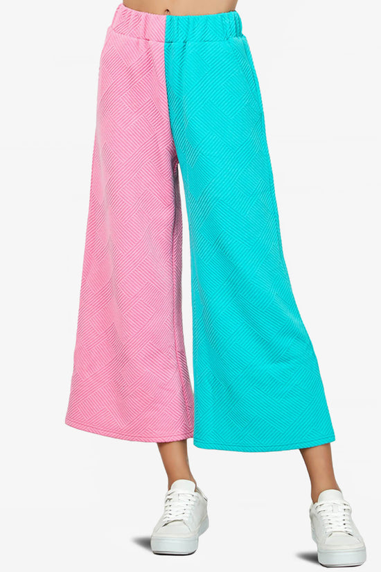 Lassy Textured Colorblock Lounge Culotte PINK AND BLUE_1