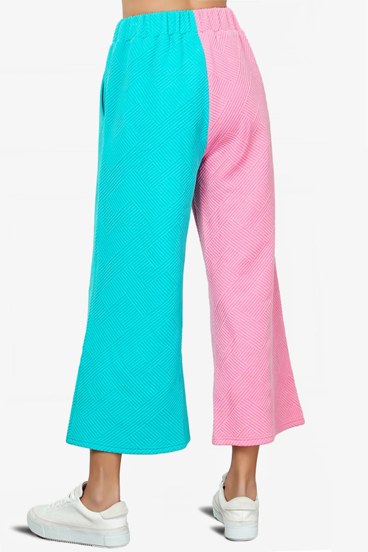 Lassy Textured Colorblock Lounge Culotte PINK AND BLUE_2