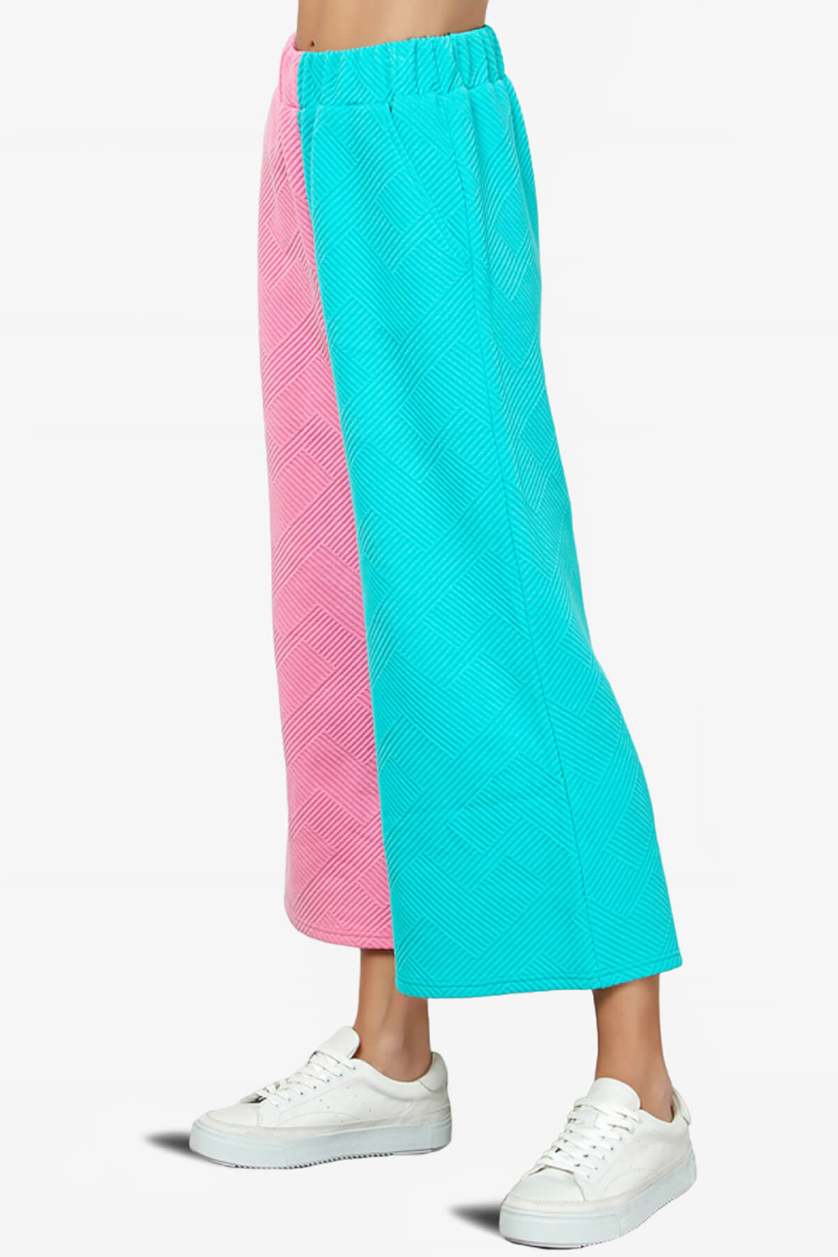 Load image into Gallery viewer, Lassy Textured Colorblock Lounge Culotte PINK AND BLUE_4
