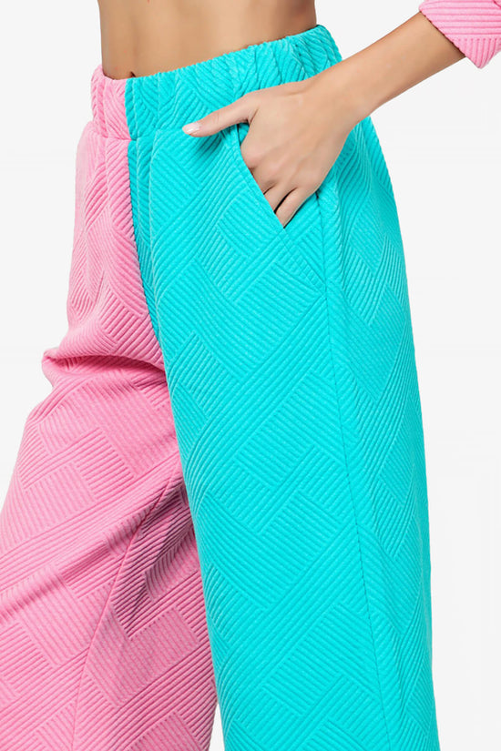 Lassy Textured Colorblock Lounge Culotte PINK AND BLUE_5