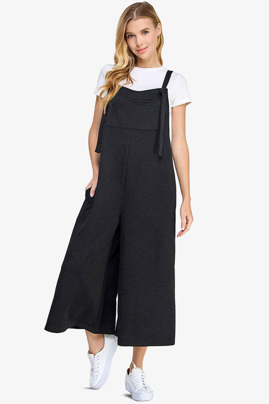 Lassy Textured Cropped Wide Leg Overall Pants BLACK_1