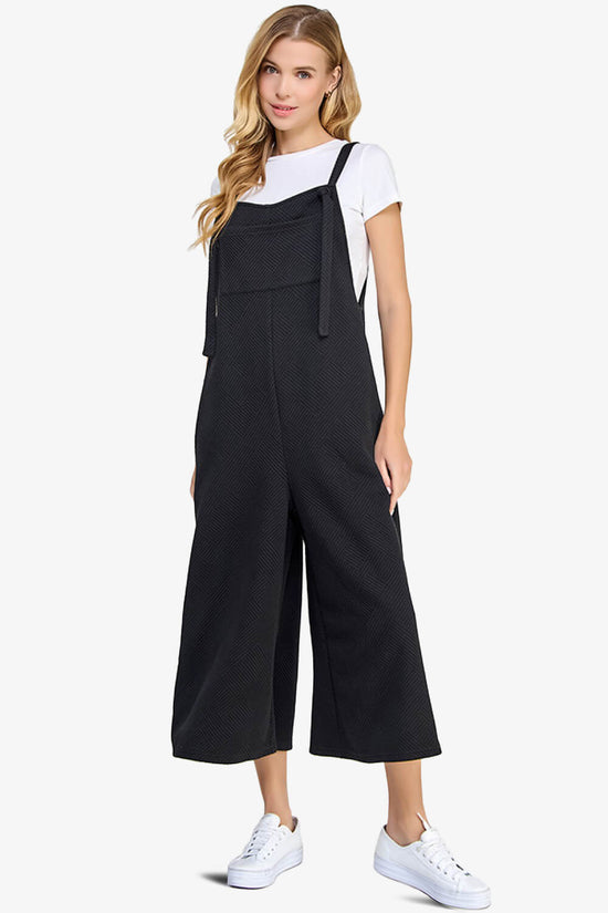 Lassy Textured Cropped Wide Leg Overall Pants BLACK_4