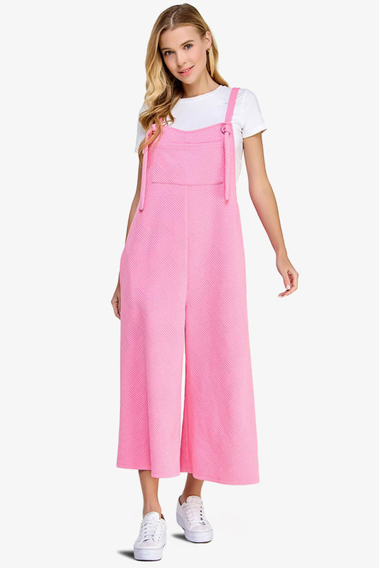 Load image into Gallery viewer, Lassy Textured Cropped Wide Leg Overall Pants CANDY PINK_1

