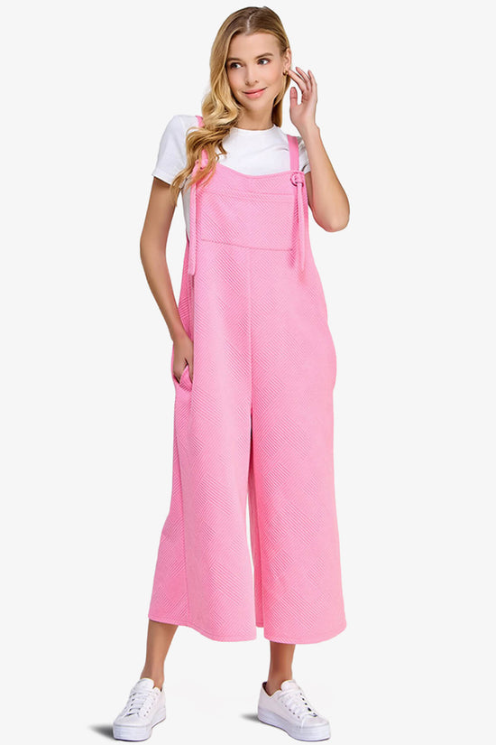 Lassy Textured Cropped Wide Leg Overall Pants CANDY PINK_4