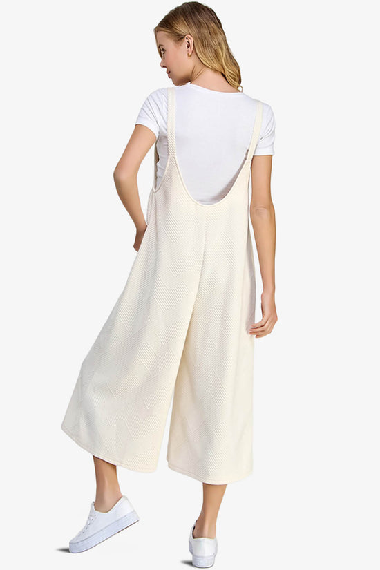 Load image into Gallery viewer, Lassy Textured Cropped Wide Leg Overall Pants CREAM_2
