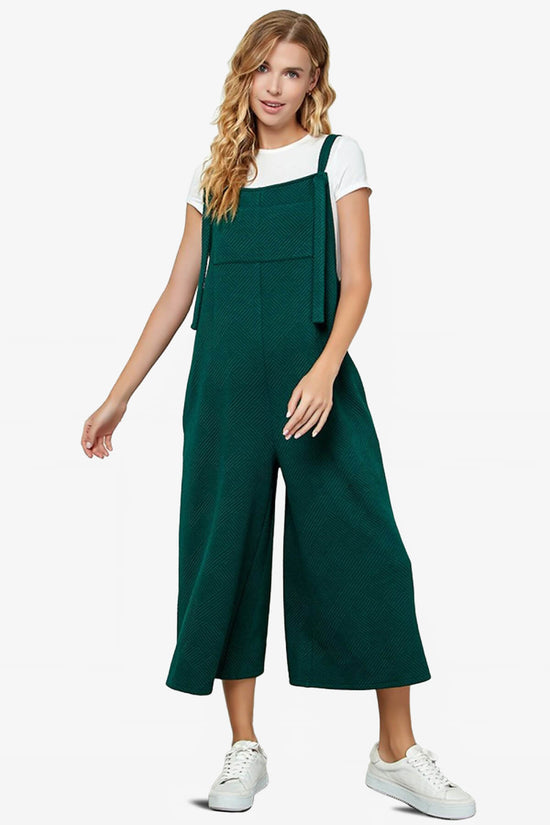 Lassy Textured Cropped Wide Leg Overall Pants FOREST GREEN_1