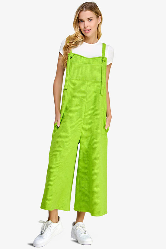 Lassy Textured Cropped Wide Leg Overall Pants LIME_1
