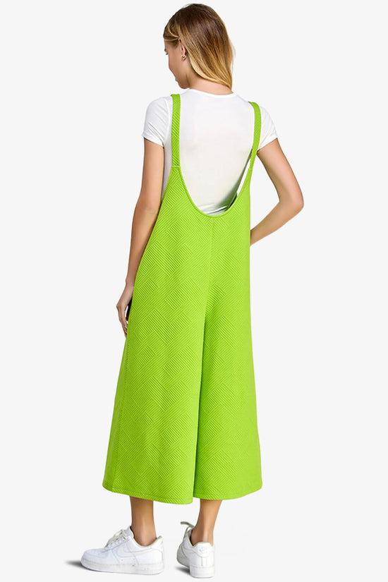 Lassy Textured Cropped Wide Leg Overall Pants LIME_2