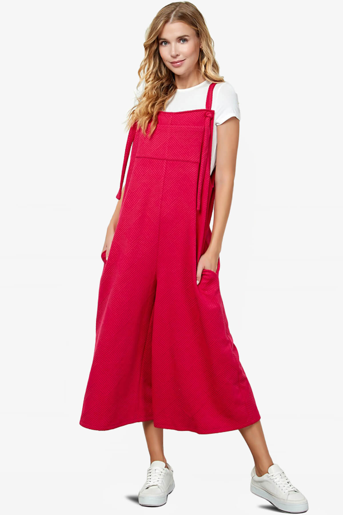 Lassy Textured Cropped Wide Leg Overall Pants MAGENTA_1