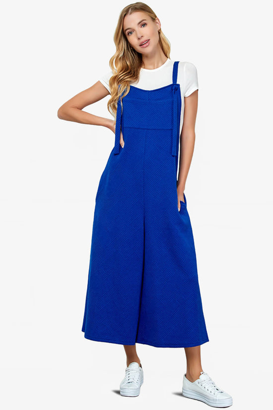Lassy Textured Cropped Wide Leg Overall Pants ROYAL BLUE_1