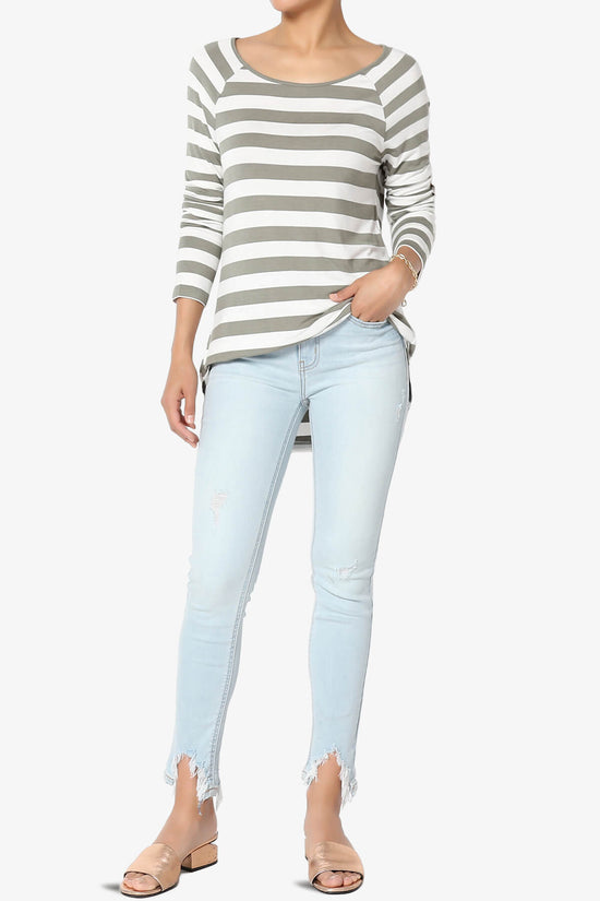 Laverne Striped Elbow Patch Boat Neck Top DUSTY OLIVE_6