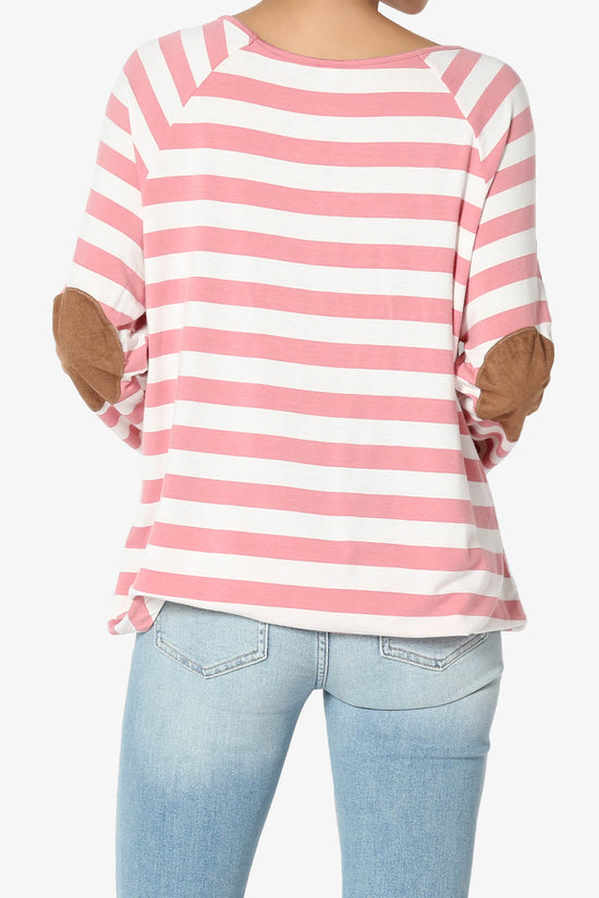 Laverne Striped Elbow Patch Boat Neck Top DUSTY ROSE_2