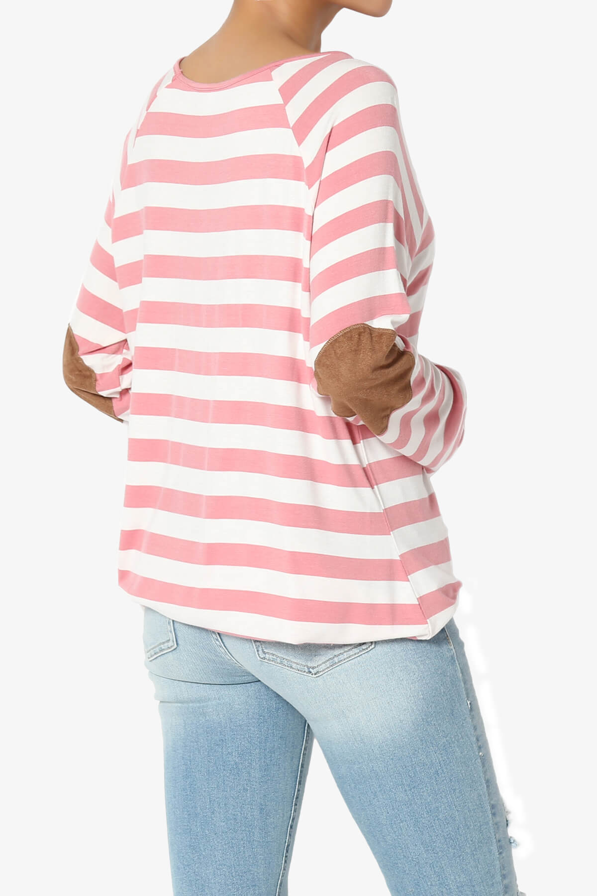 Laverne Striped Elbow Patch Boat Neck Top DUSTY ROSE_4