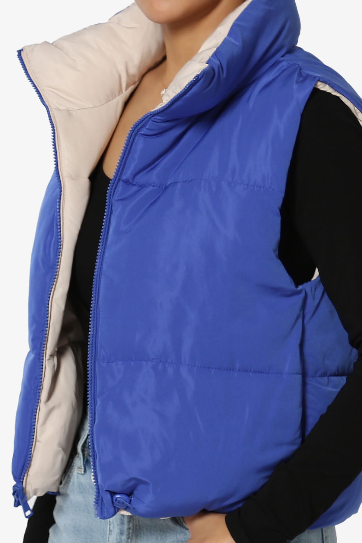 Legaci Reversible Puffer Vest BLUE AND BEIGE_5