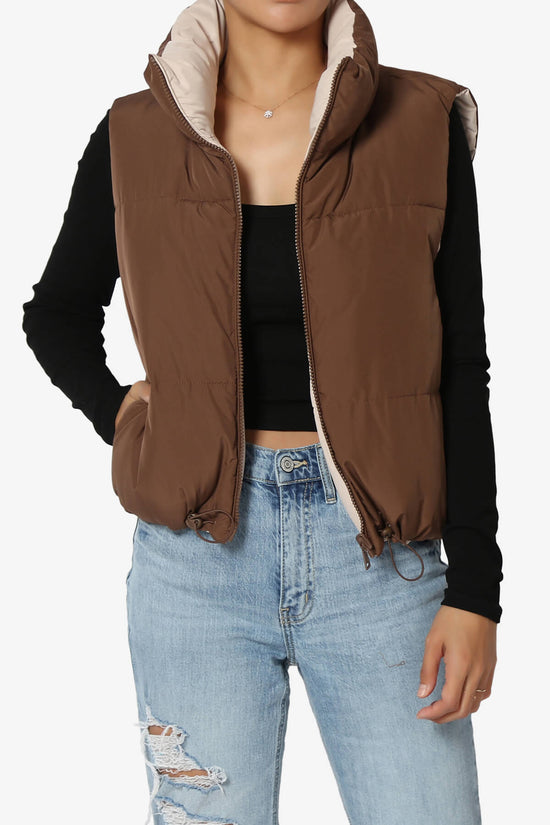 Legaci Reversible Puffer Vest COCOA AND BEIGE_1
