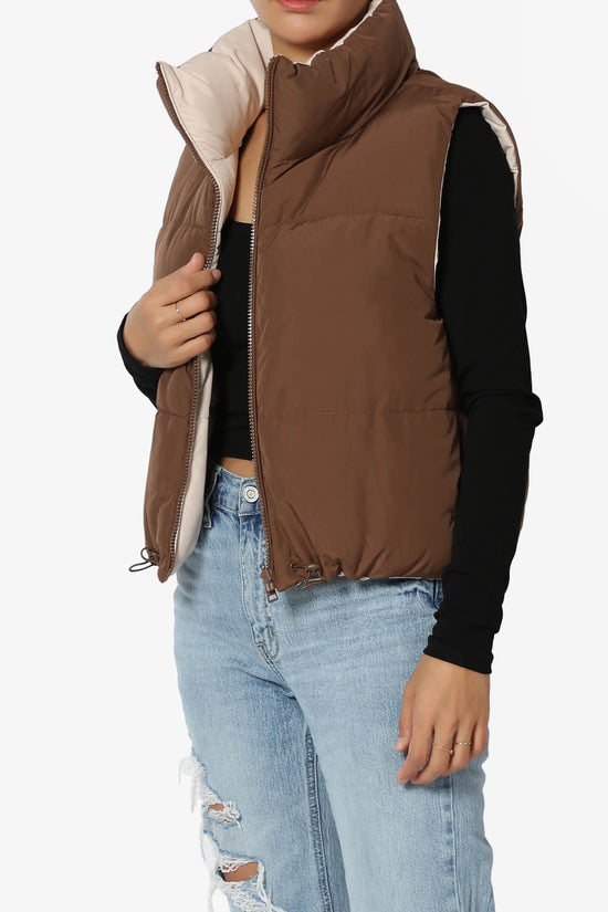 Load image into Gallery viewer, Legaci Reversible Puffer Vest COCOA AND BEIGE_3
