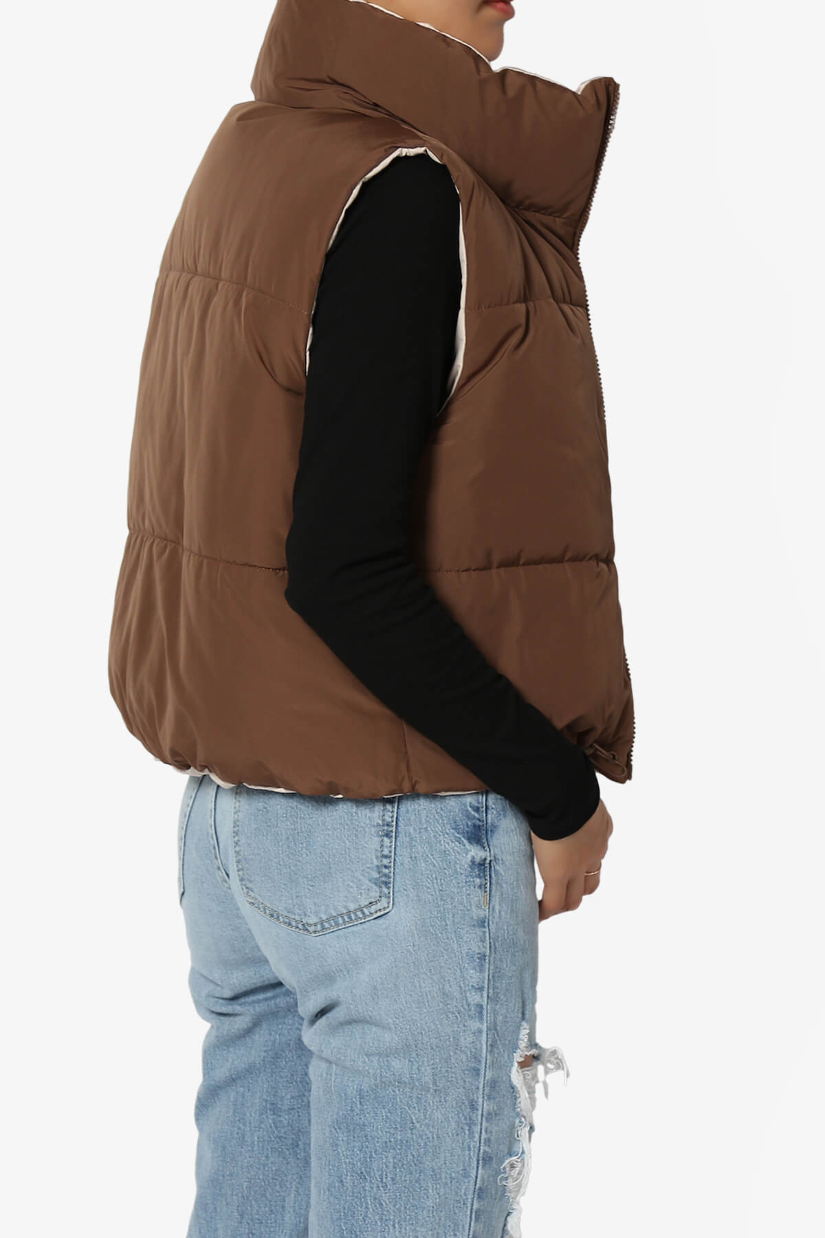 Load image into Gallery viewer, Legaci Reversible Puffer Vest COCOA AND BEIGE_4

