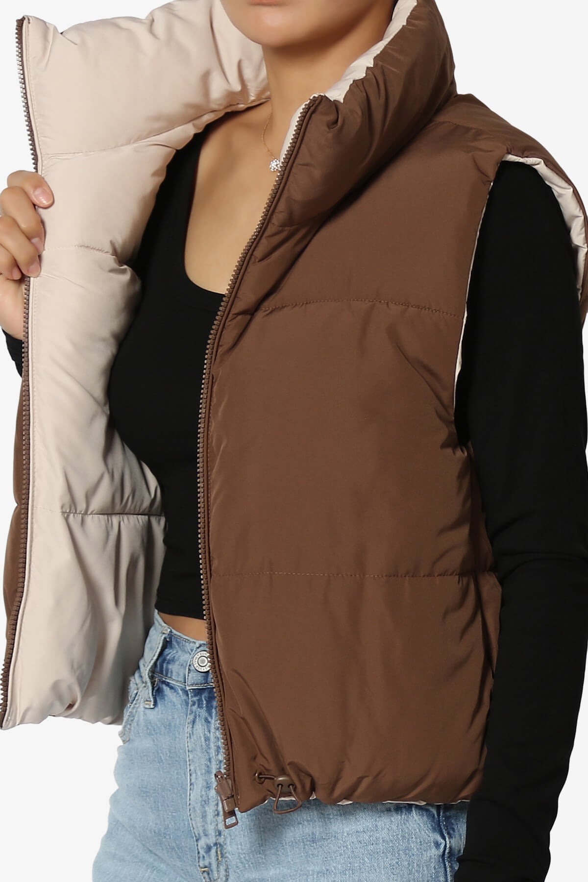 Legaci Reversible Puffer Vest COCOA AND BEIGE_5