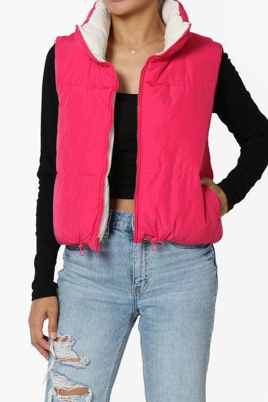 Load image into Gallery viewer, Legaci Reversible Puffer Vest FUCHSIA AND IVORY_1
