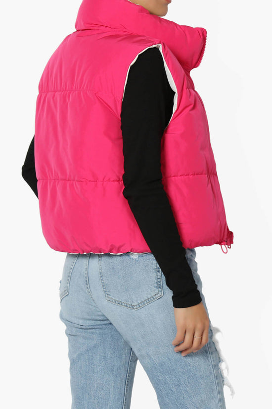 Load image into Gallery viewer, Legaci Reversible Puffer Vest FUCHSIA AND IVORY_4
