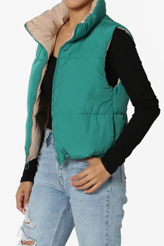 Legaci Reversible Puffer Vest GREEN AND TAN_3